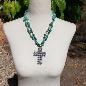 Rhinestone Cross Pendant Necklace